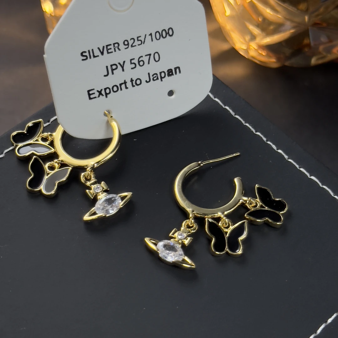 铜合金合成锆石耳饰 气质轻奢时尚百搭小众简约金色耳环QC2450