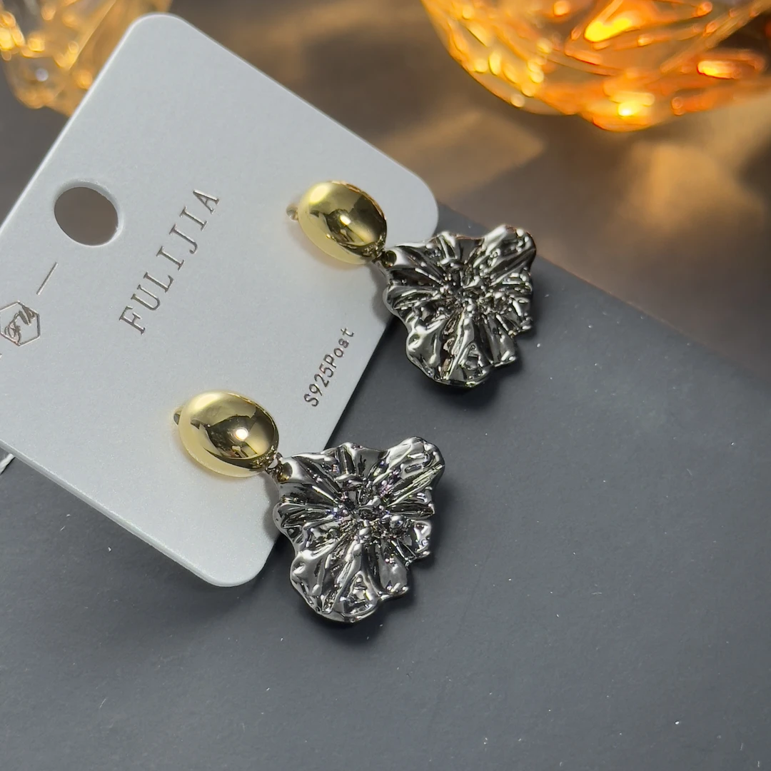 铜合金耳饰 手工气质轻奢时尚百搭复古法式小众耳环QC2377