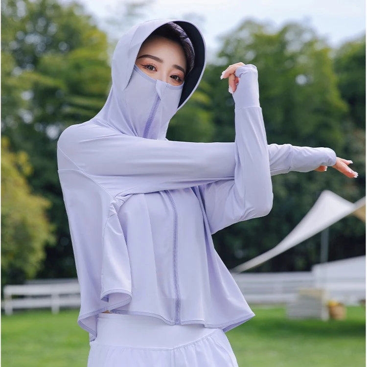 2023夏季新款户外休闲防紫外线黑胶帽檐披肩防晒衣透气清凉皮肤衣