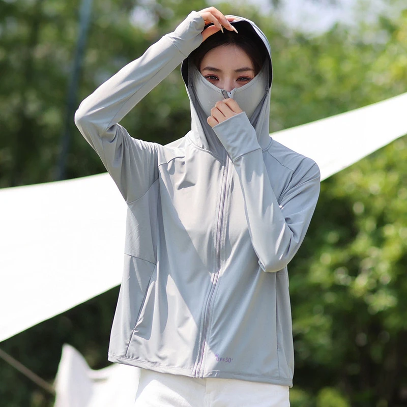 UPF50+可拆卸黑胶大帽檐冰感防晒衣夏季户外透气清凉薄款防晒服