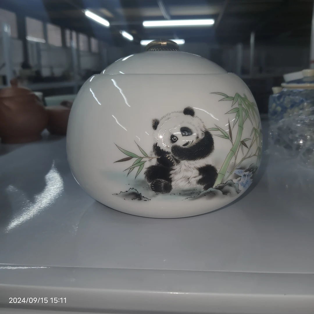 「闪购链接」0313新款中式牡丹熊猫陶瓷茶叶罐密封罐白瓷茶罐