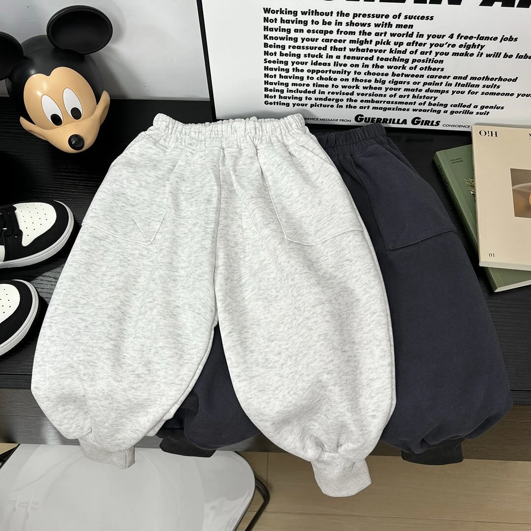 男女童秋季韩版束脚宝宝卫裤儿童洋气休闲裤1-15岁纯色百搭