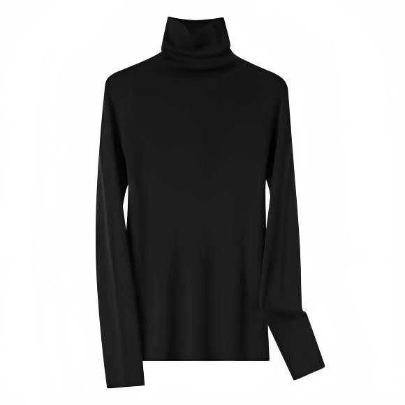 红人上新纯色百搭修身加厚桑蚕丝针织打底衫毛衣堆堆领羊毛打底