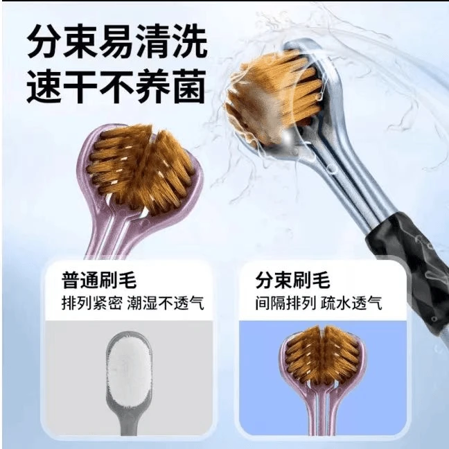 【8支装】情侣成人牙刷款家用细丝软毛三面刷头牙刷hz