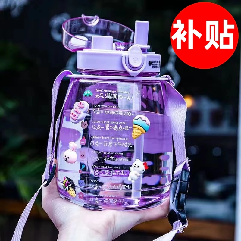 可爱大容量双饮大肚杯便携吸管网红大肚杯学生喝水杯防摔简约韩版