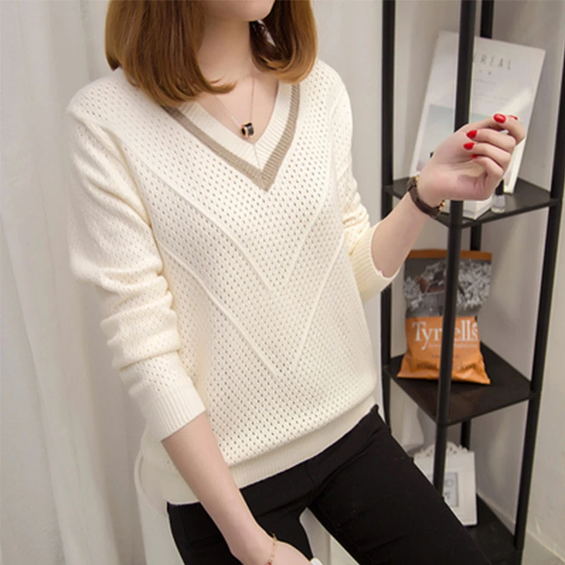 2023早秋新款长袖女士V领小清新毛衣女Q105