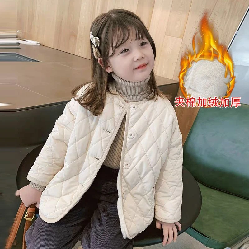 童装2023新款女童洋气加厚外套儿童洋气冬装宝宝韩版保暖棉袄上衣