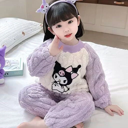 儿童睡衣女童法兰绒宝宝珊瑚绒冬季小童女孩保暖儿童款睡衣套装潮
