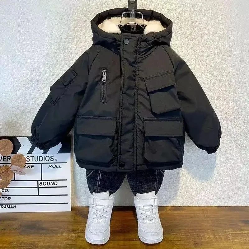 冬季上新童装男童冬装棉衣外套儿童加绒加厚棉服宝宝时髦棉袄上衣