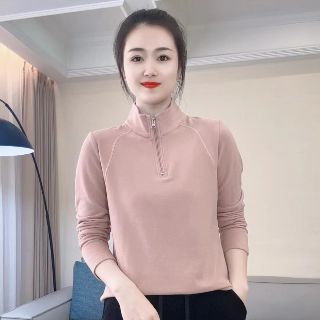新款拉链双面绒立领2231款长袖衫