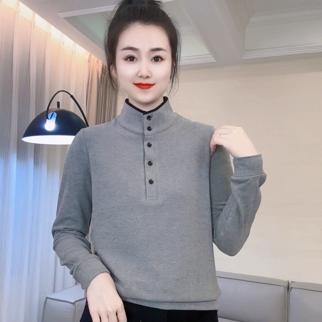 冬季纯色奥绒6866款长袖衫