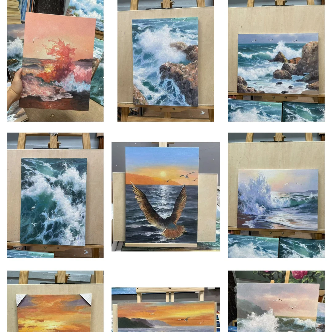 纯手绘精品写实系列油画大海30*40尺寸带内框