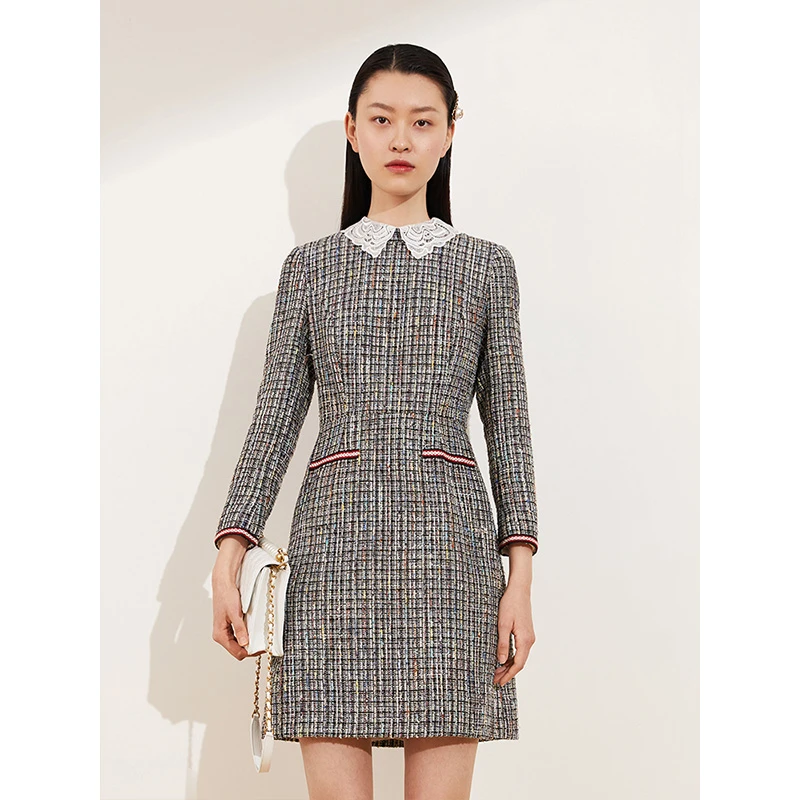 dunnu敦奴小翻领修身连衣裙DQ150106