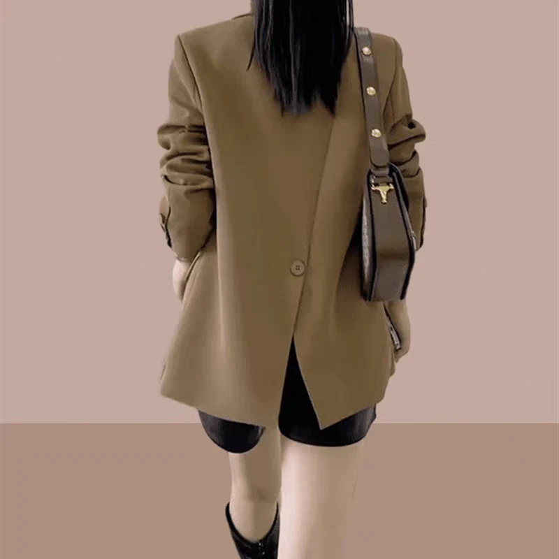 西装外套女2024春季新款休闲设计感小众修身开叉小个子气质小西服