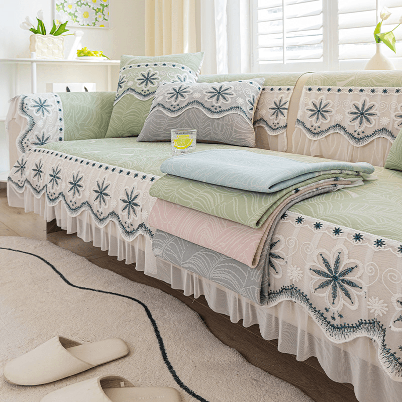 （夏微）夏季冰丝沙发垫现代北欧风沙发套罩轻奢高档靠背坐垫盖布