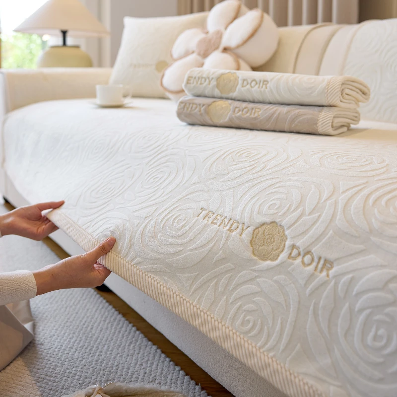 2025新款秋冬新款牛奶绒沙发垫冬季加厚保暖毛绒防滑沙发套罩坐垫