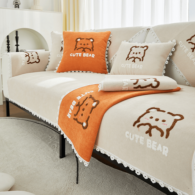 （熊熊）雪尼尔沙发垫新款2024四季通用轻奢风现代高端高级感坐垫