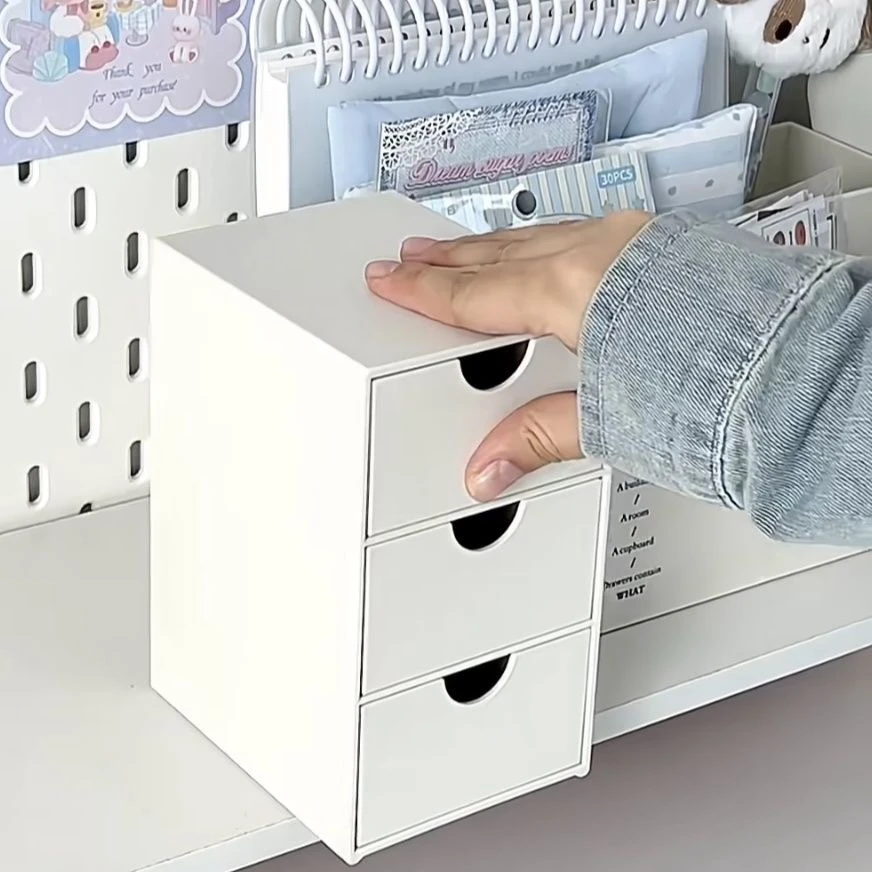 ins风桌面高颜值收纳盒抽屉式学生宿舍少女防尘文具化妆品置物架