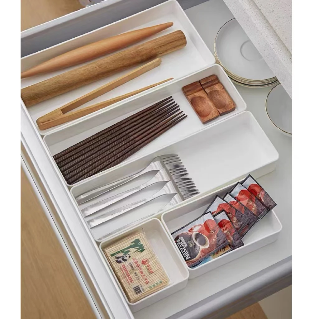 日式抽屉内分隔收纳盒桌面厨房餐具筷子小分格内置可叠加整理盒