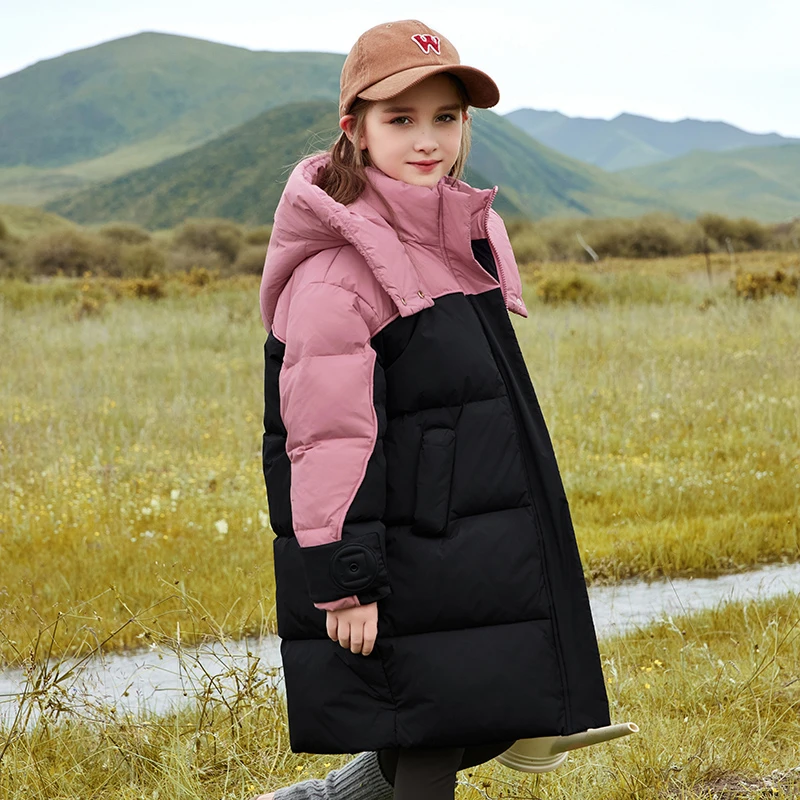 大童洋气女童羽绒服加厚上衣新款冬装中长款女孩子免洗外套