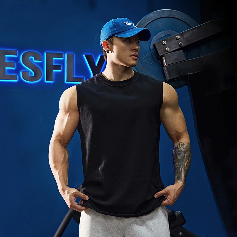 BLUESFLY健身运动坎肩潮流无袖t恤夏季美式宽松肌肉训练篮球衣服