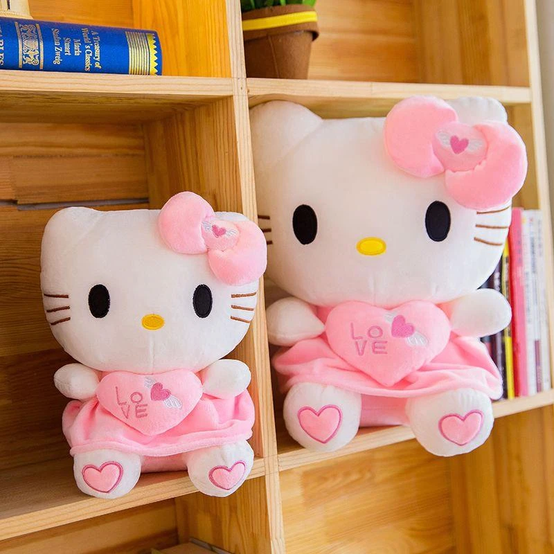 卡通抱心哈喽KT猫毛绒玩具批发hellokitty女生日礼物凯蒂猫玩偶