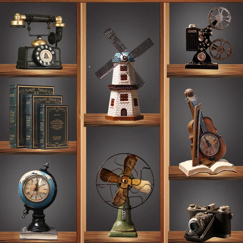 创意房间复古老式留声机桌面小摆件客厅酒柜电视柜摆设装饰工艺品