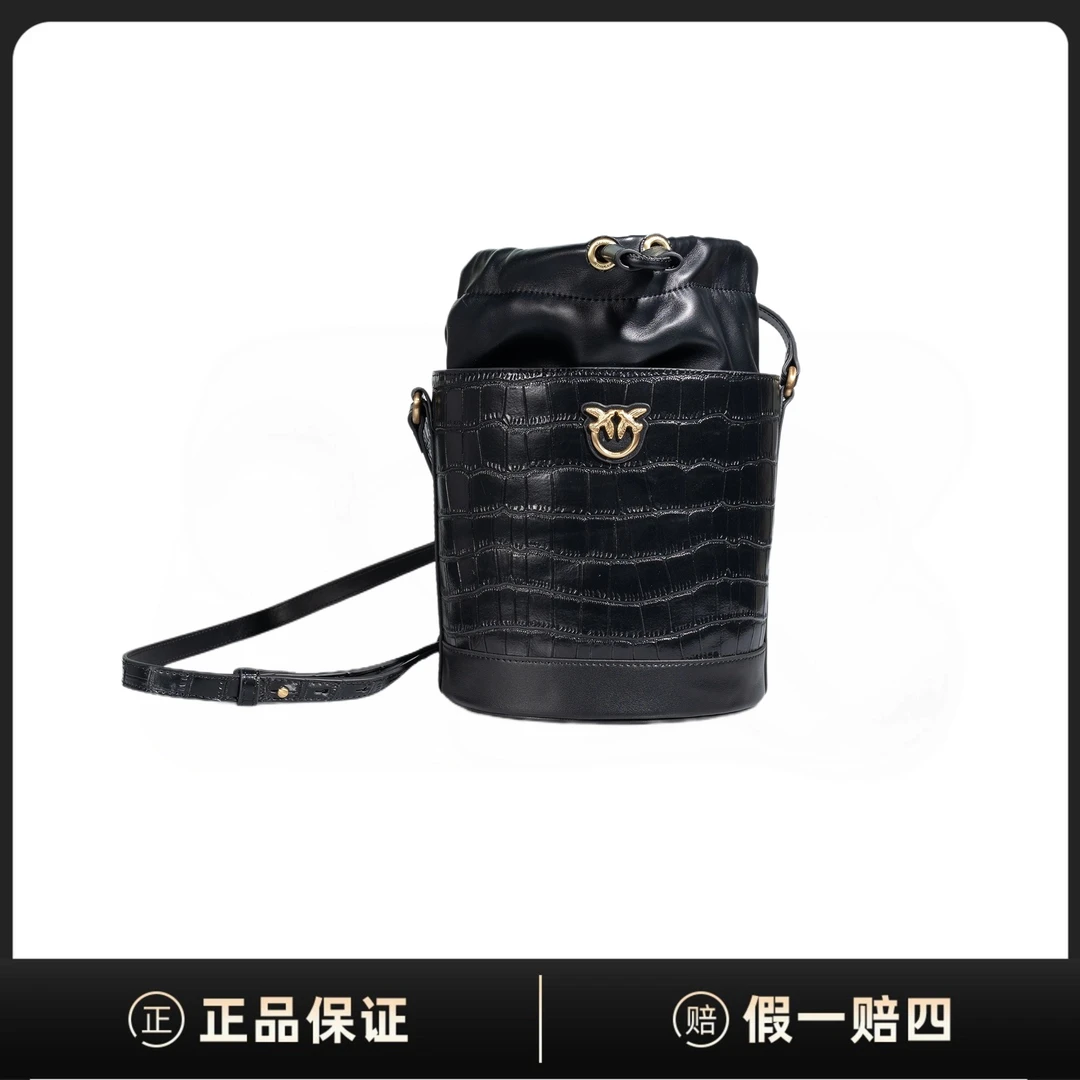 全新未使用  黑色【鳄压纹水桶】燕子包时尚链条轻奢款女士