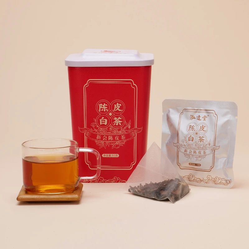 泓达堂新会陈皮白茶正宗六年陈皮6年白茶袋泡茶大红柑茶伴