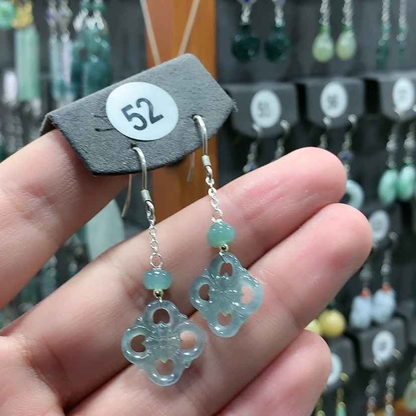 【闪购商品】翡翠耳饰银S925镶嵌