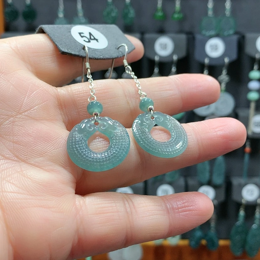 【闪购商品】翡翠耳饰银S925镶嵌