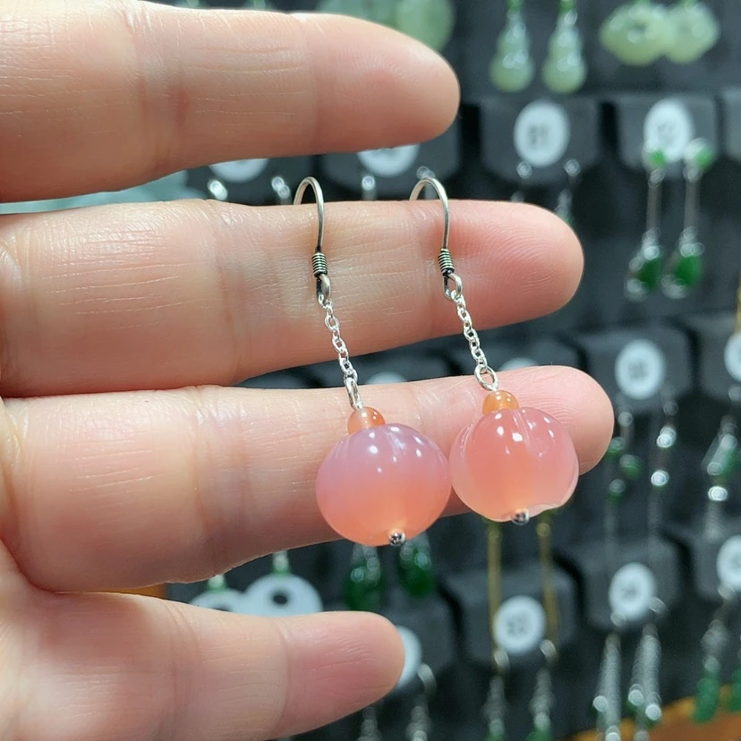 【闪购商品】玛瑙/玉髓耳钉银S925镶嵌