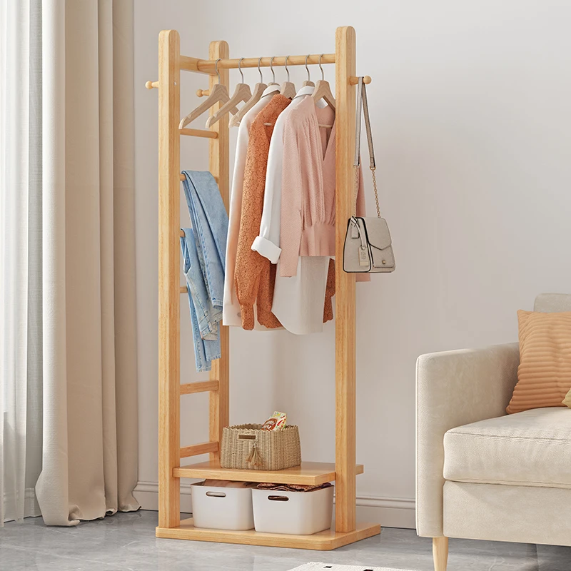 实木衣帽架落地衣架主卧家用挂衣架室内入户门简易转角卧室架子