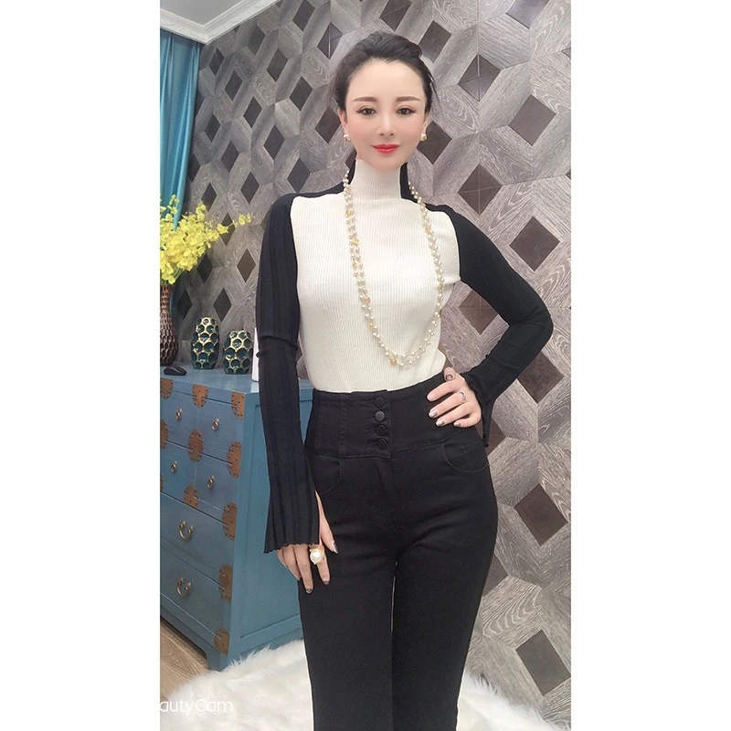 R.Z牛仔高腰小腿裤