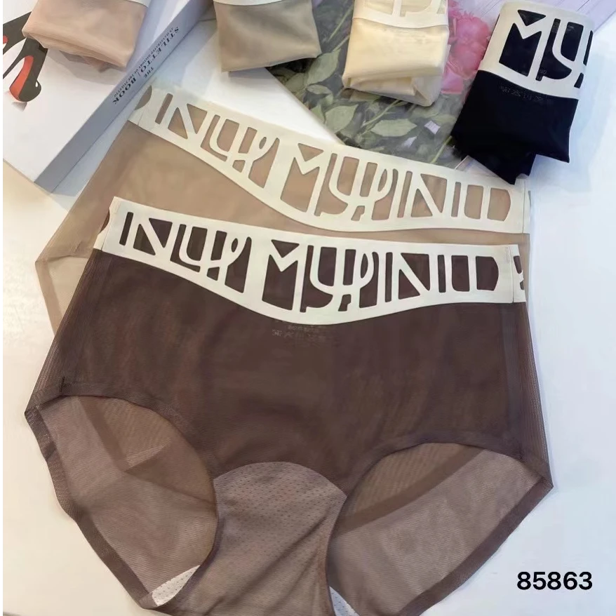 万络媞85863夏季女士时尚中腰拼接网纱内裤三角底裤透气无痕内裤
