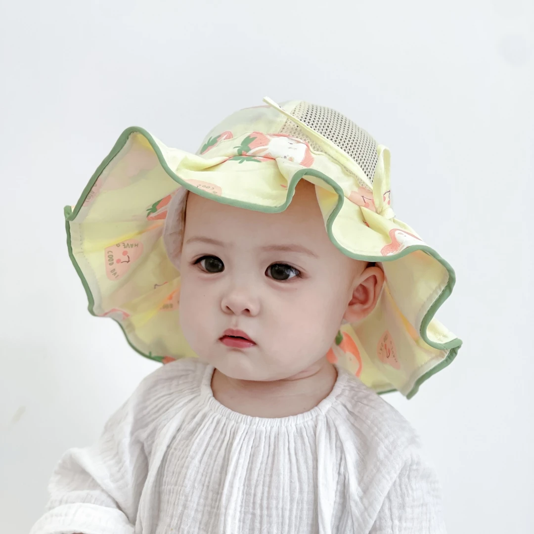 婴儿帽子宝宝遮阳帽女童渔夫帽夏季薄款大帽檐春夏天防晒太阳帽