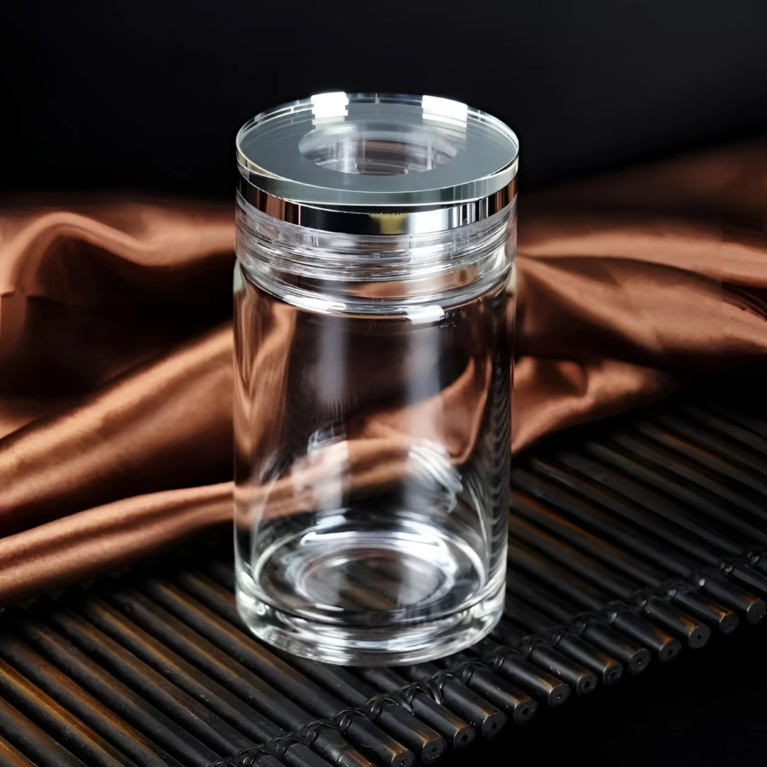 大容量玻璃小巧茶水分离水晶茶杯便携双层玻璃杯泡茶杯子透明隔热