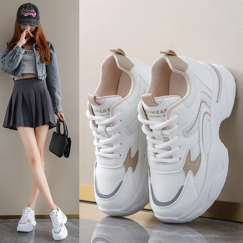 女士内增高鞋2024春秋爆款休闲老爹鞋小个子八公分休闲厚底运动鞋