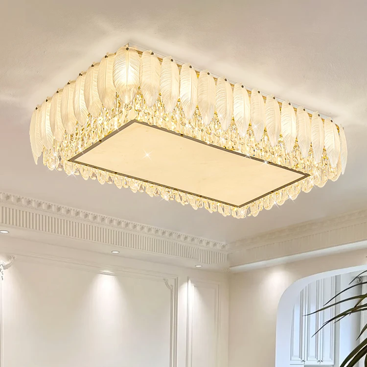 现代轻奢水晶吸顶灯法式奶油风新款客厅吊卧室简约全光谱护眼灯具