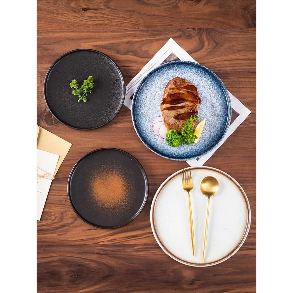烧牛排盘陶瓷平盘家用菜盘高级酒店餐具意面盘日式碟子西餐盘圆形
