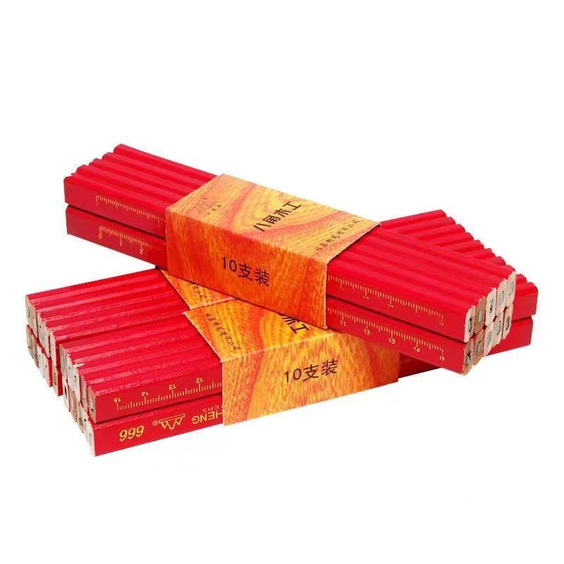 山城木工八角铅笔加粗加宽方形大个子木工大号黑色粗芯扁黑芯铅笔