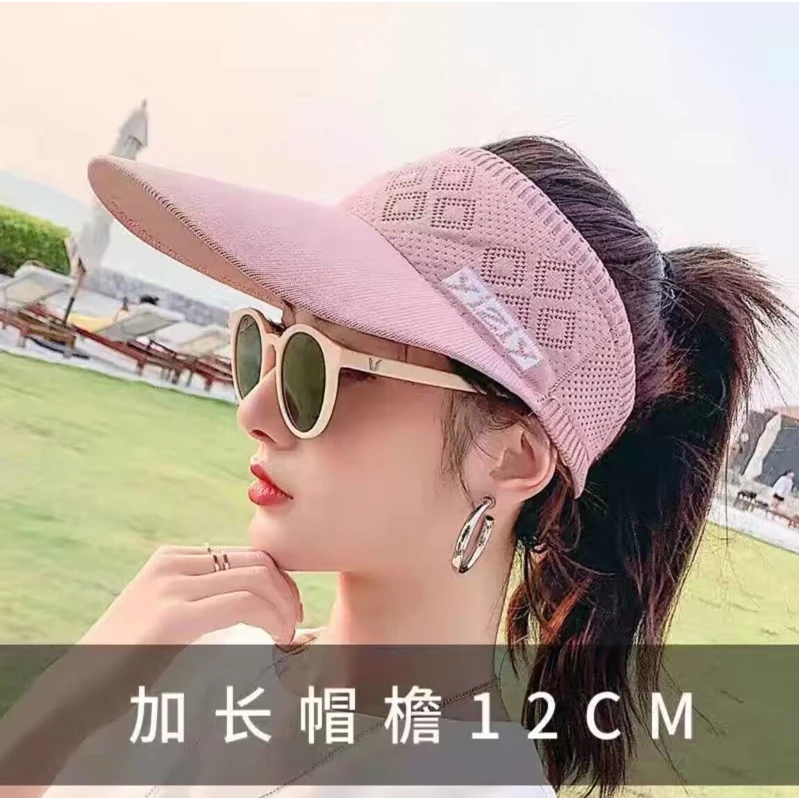帽子女韩版加长款防晒帽飞织遮阳帽出行旅游空顶帽休闲时尚