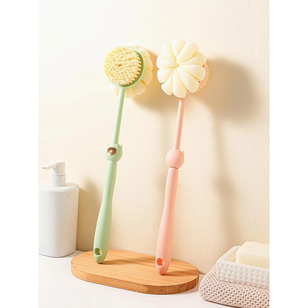 搓背不求人日式长柄刷洗澡刷软毛双面沐浴刷按摩搓澡刷背神器