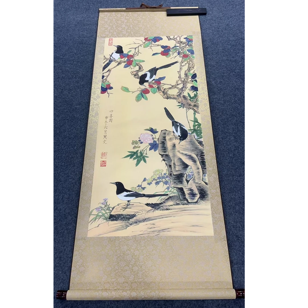 精装160*60《四喜图》居家软装卷轴画