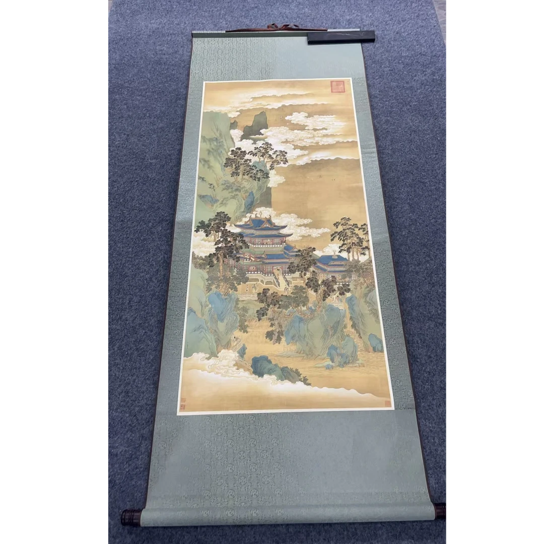 精装160*60《仙山楼阁》居家软装卷轴画