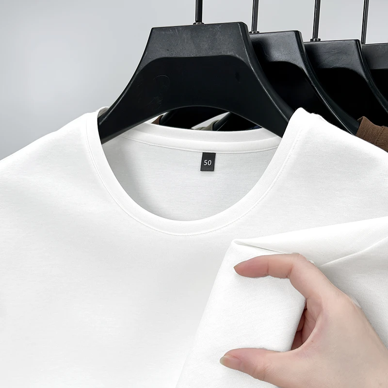 桑蚕丝长袖t恤男春秋含棉t恤圆领纯色打底衫休闲上衣服百搭体恤