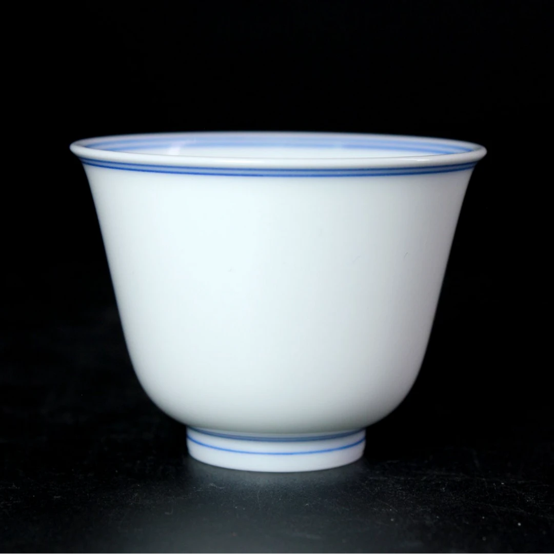 青花双线花神杯撇口