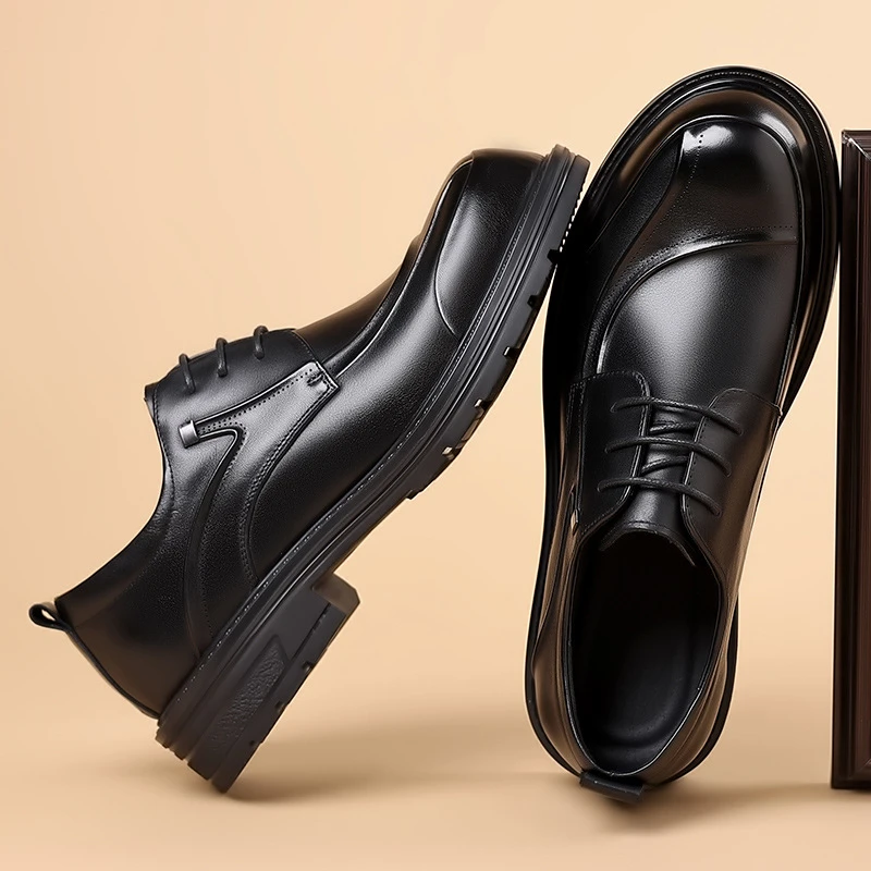 头层牛皮新款软皮男士商务正装皮鞋真皮大头休闲软皮新郎英伦男鞋
