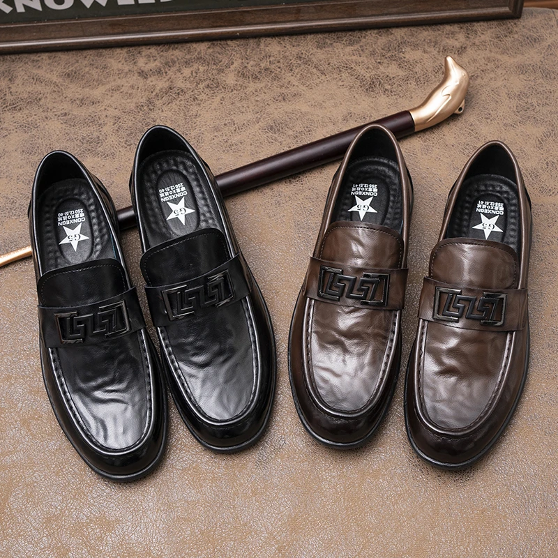 夏季真皮男士懒人一脚蹬豆豆鞋透气商务休闲皮鞋英伦乐福鞋32170