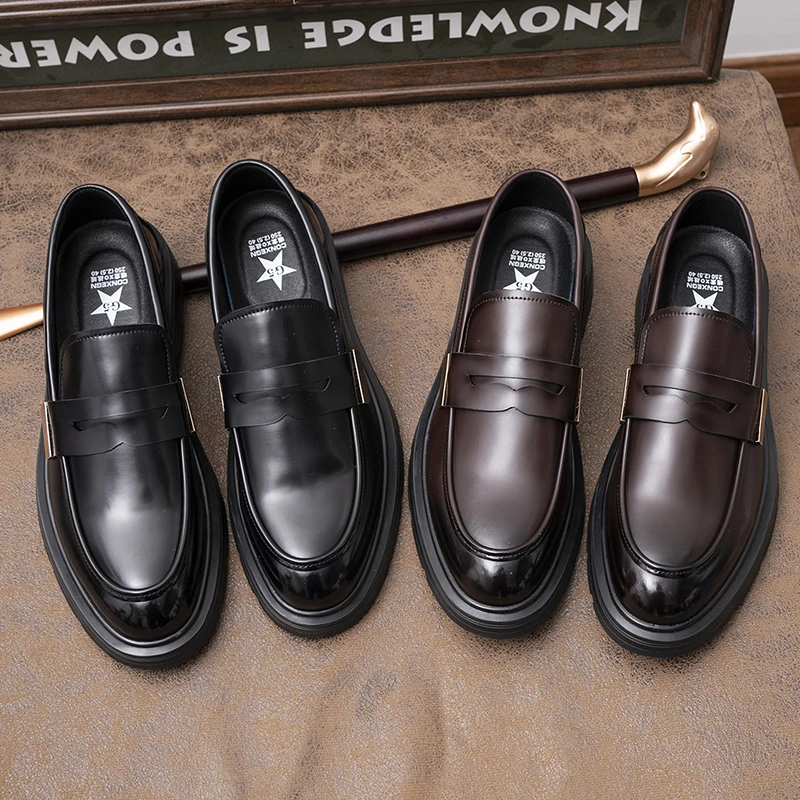 春季透气英伦风男士商务休闲皮鞋软皮高档百搭一脚蹬男鞋32216